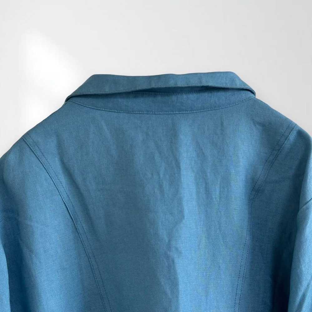 E6257 【KANSAI BIS】Shirt Blue Linen Plain Casual S… - image 6