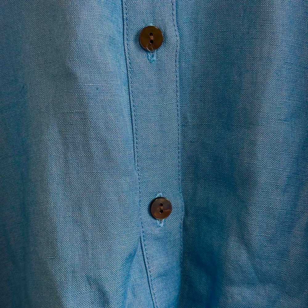 E6257 【KANSAI BIS】Shirt Blue Linen Plain Casual S… - image 7