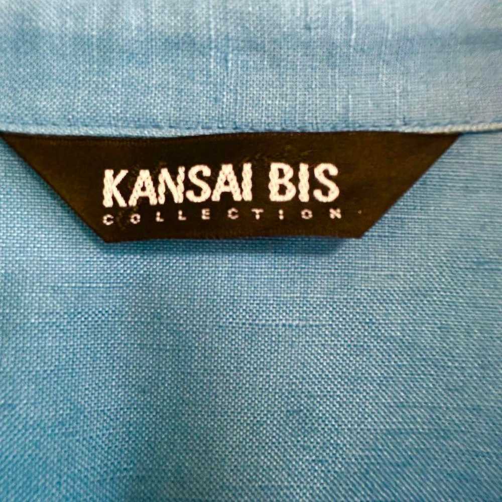 E6257 【KANSAI BIS】Shirt Blue Linen Plain Casual S… - image 8