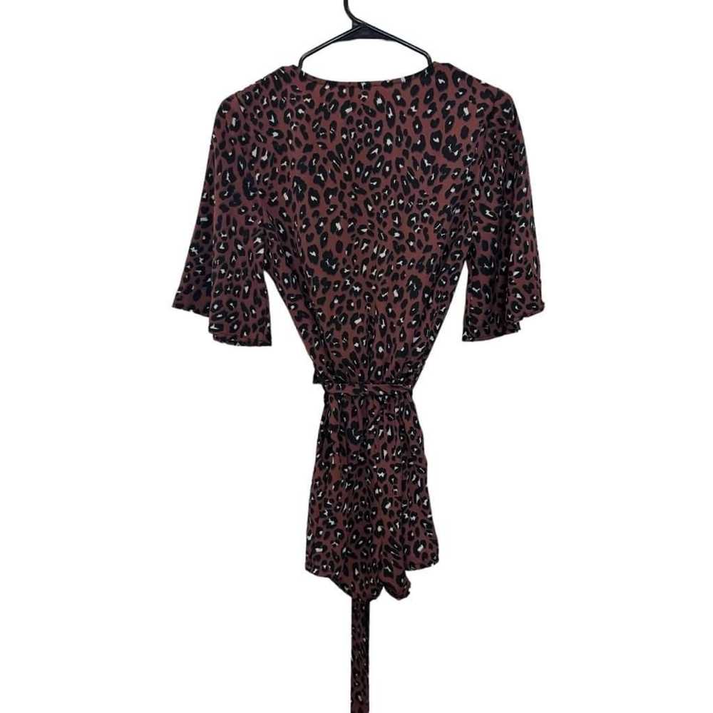 Women's TYCHE Brown Leopard Print Wrap Romper Siz… - image 2