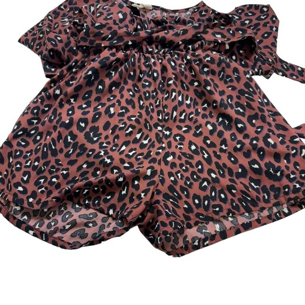 Women's TYCHE Brown Leopard Print Wrap Romper Siz… - image 3