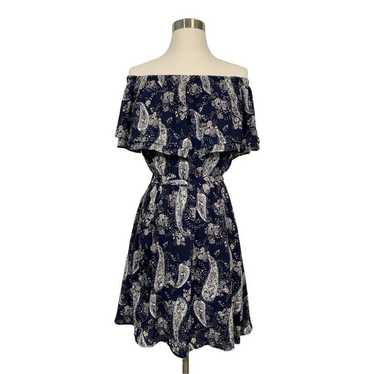 Lush Off the Shoulder Navy Floral Paisley Mini Dr… - image 1