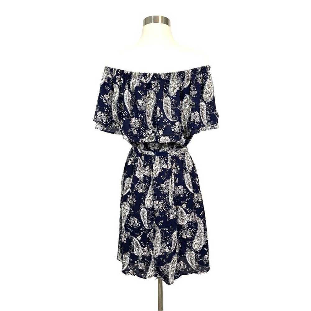 Lush Off the Shoulder Navy Floral Paisley Mini Dr… - image 2