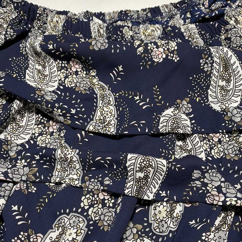 Lush Off the Shoulder Navy Floral Paisley Mini Dr… - image 4