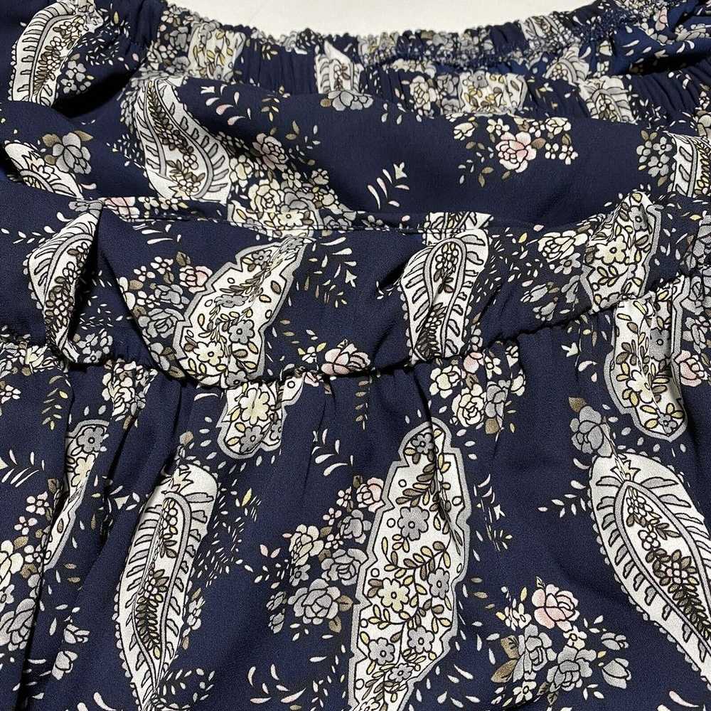 Lush Off the Shoulder Navy Floral Paisley Mini Dr… - image 5