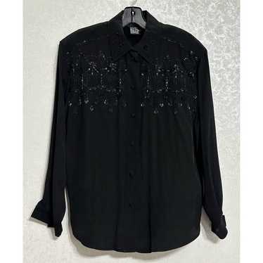 IB Diffusion Vintage Black Embroidered Beaded Wes… - image 1