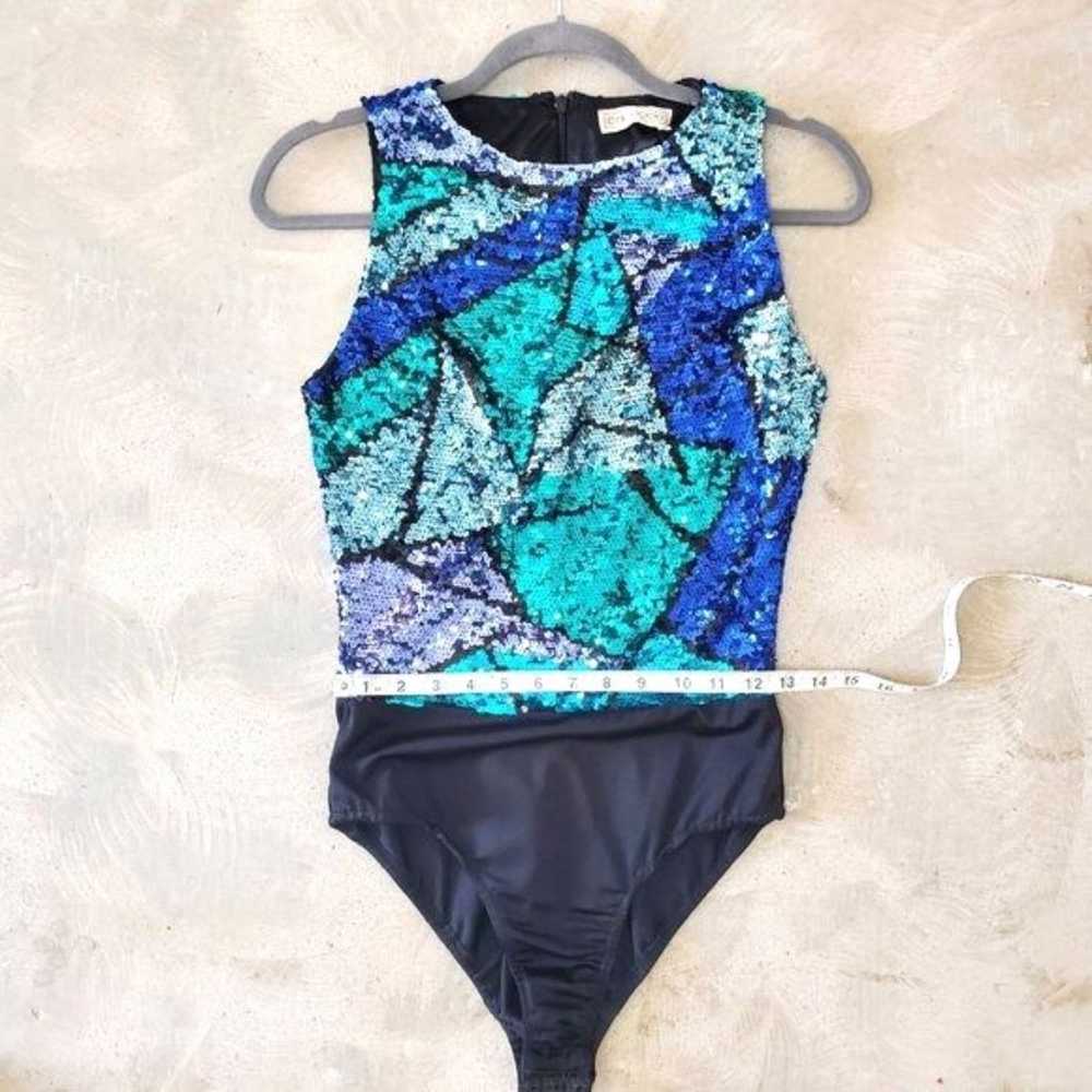 VTG Capriccio Sequin Body Suit Teal UNIQUE GYMNAS… - image 10