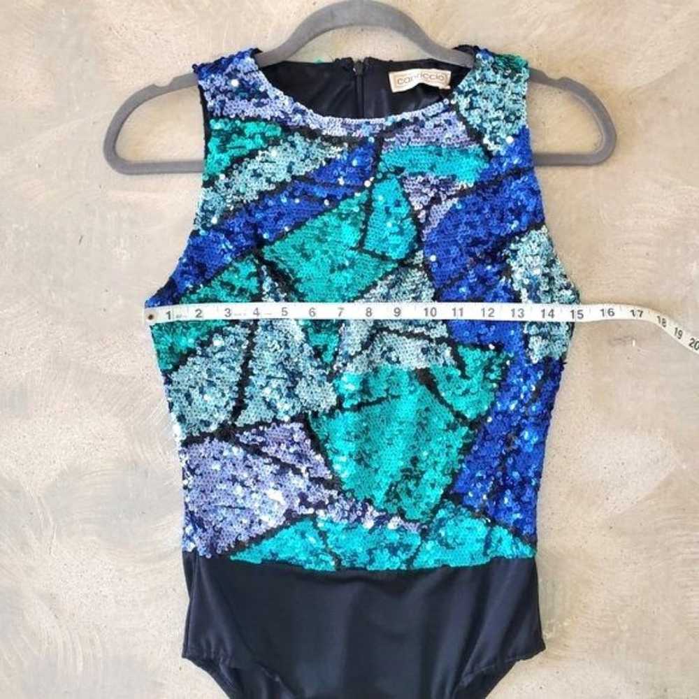 VTG Capriccio Sequin Body Suit Teal UNIQUE GYMNAS… - image 8