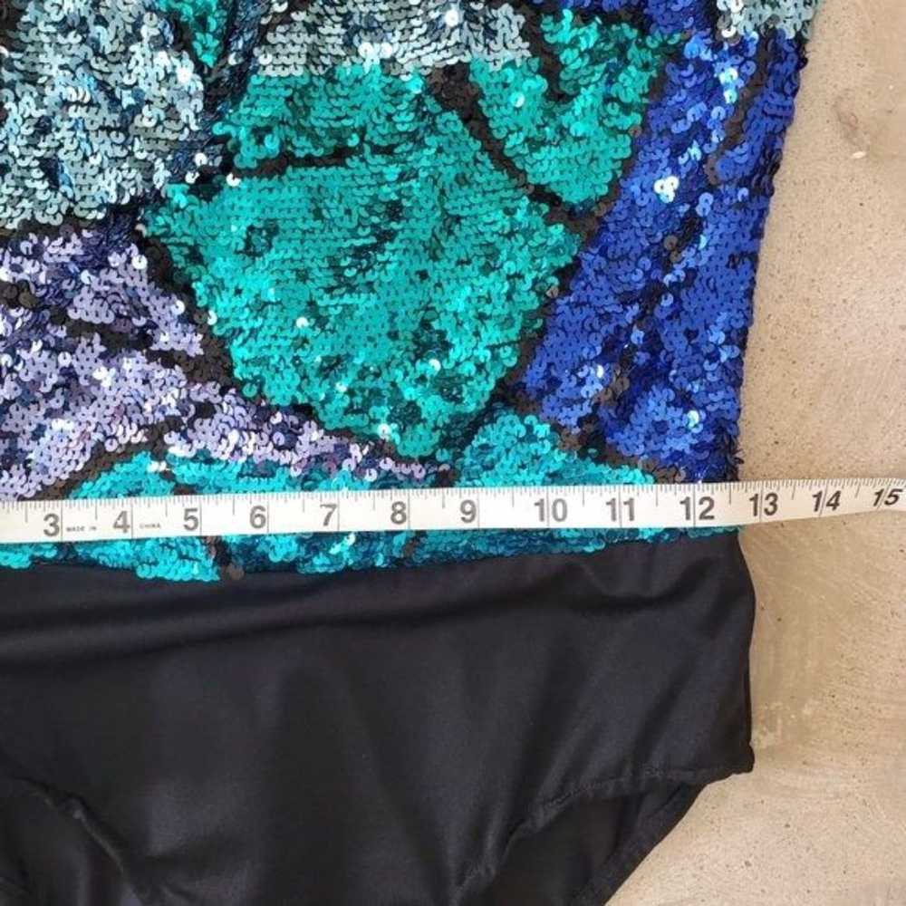 VTG Capriccio Sequin Body Suit Teal UNIQUE GYMNAS… - image 9