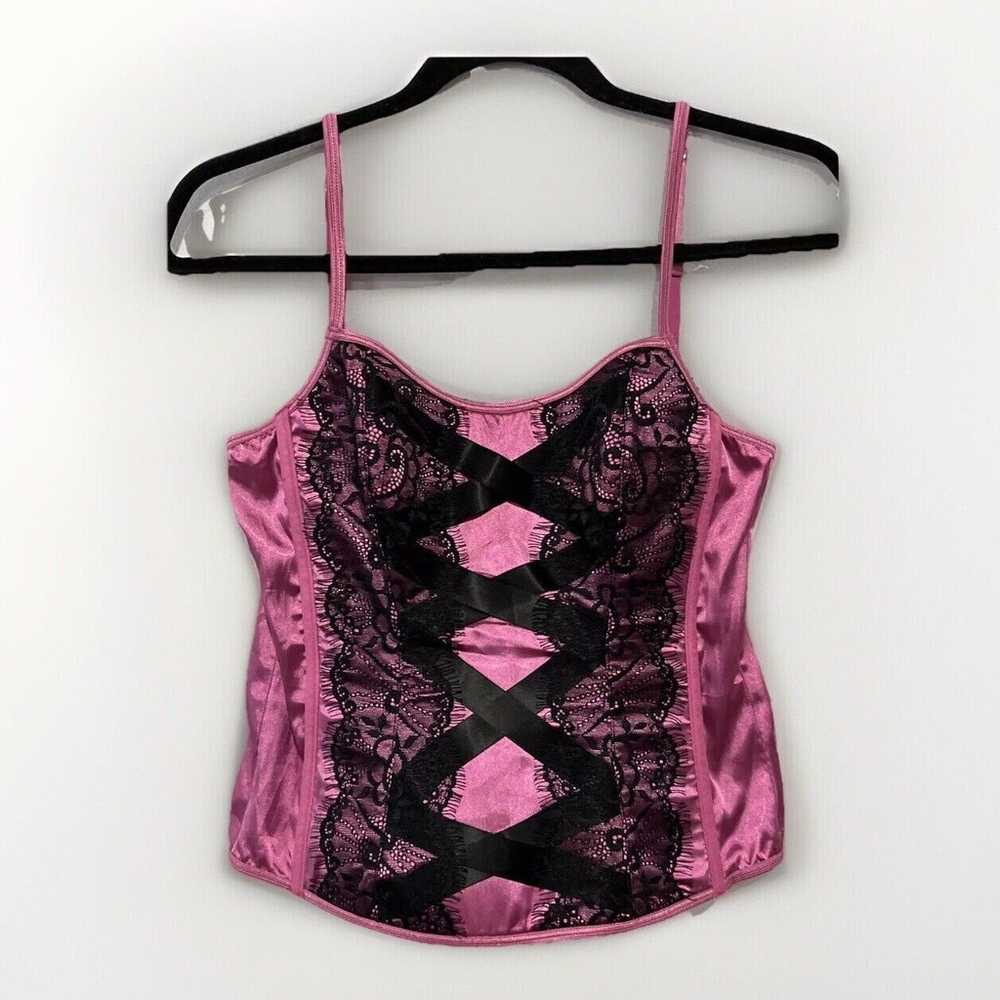 Victoria Secret Vintage Lace Bustier Magenta Blac… - image 1