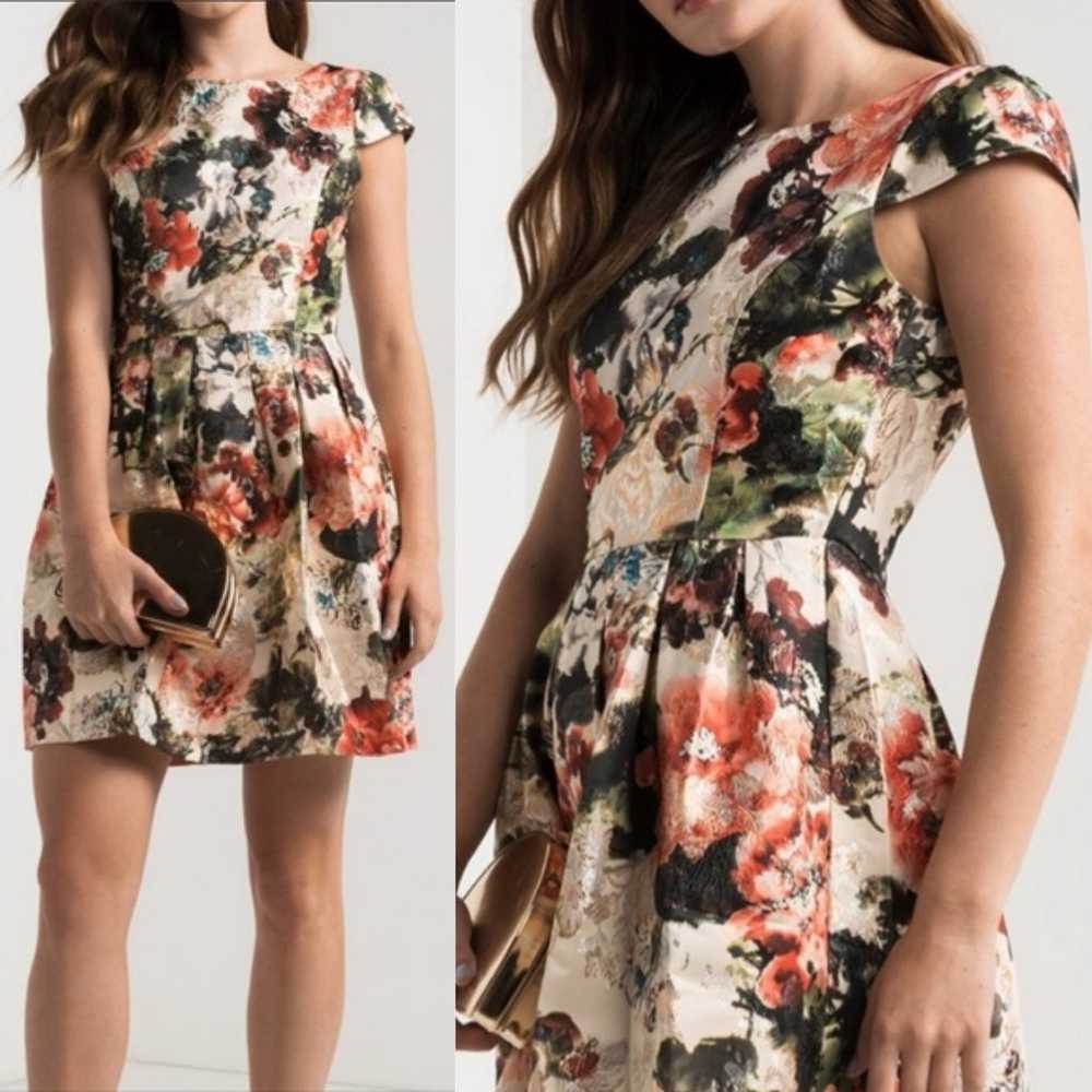 Akira Catch The Bouquet Floral Jacquard Dress - image 1