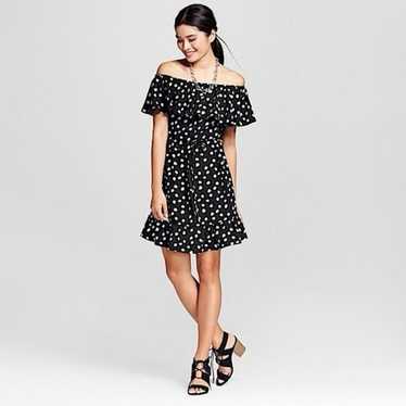 Merona Black & White Polka Dot Off the Shoulder Dr