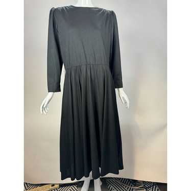 Vintage Sabino Black Long Sleeve Midi Dress With … - image 1