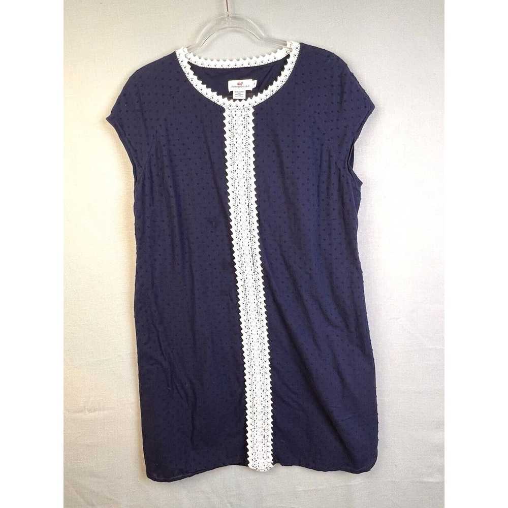 Vineyard Vines Shift Dress Women 16 Navy Blue Whi… - image 10