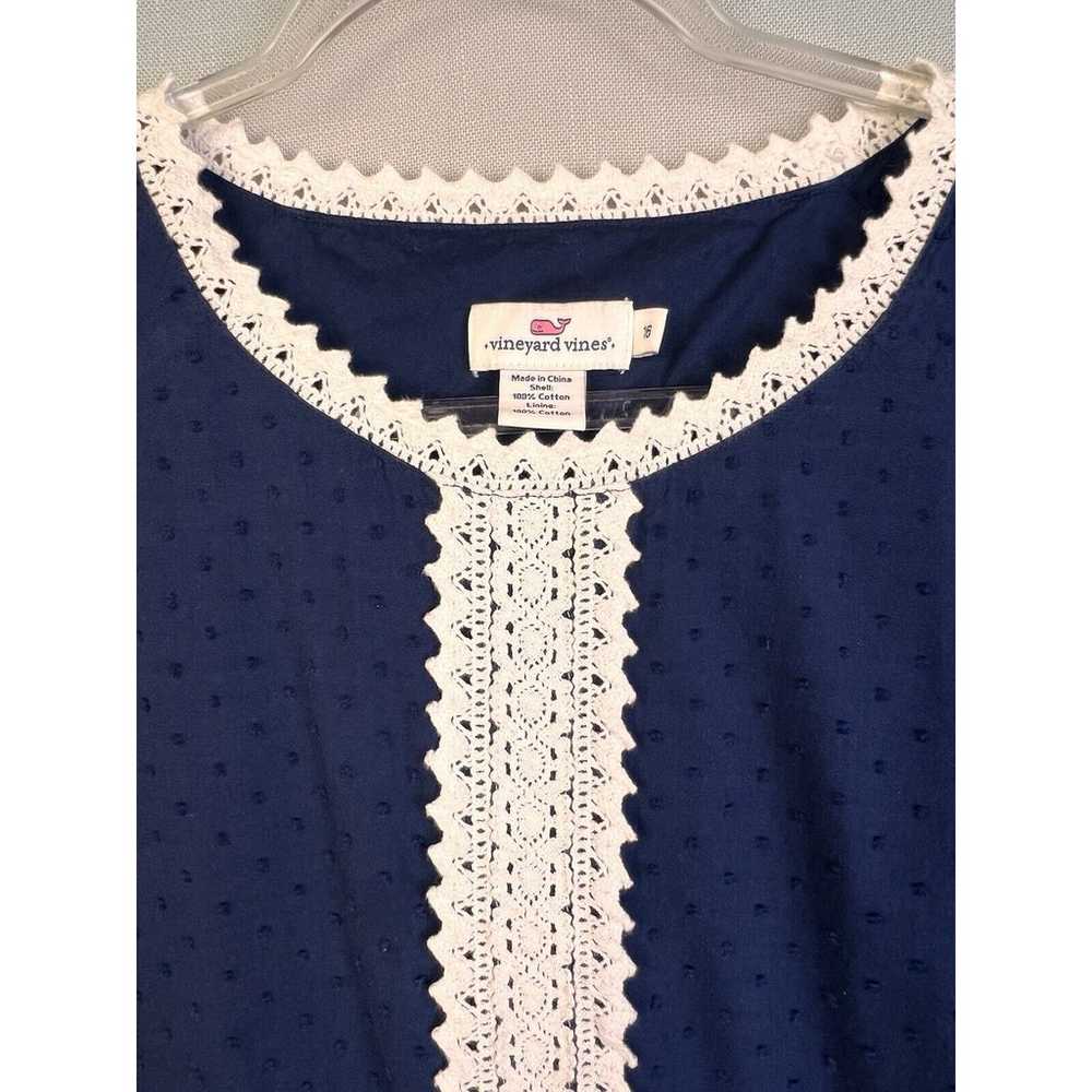 Vineyard Vines Shift Dress Women 16 Navy Blue Whi… - image 2