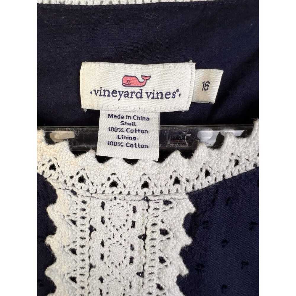 Vineyard Vines Shift Dress Women 16 Navy Blue Whi… - image 3