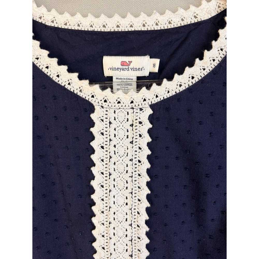 Vineyard Vines Shift Dress Women 16 Navy Blue Whi… - image 9