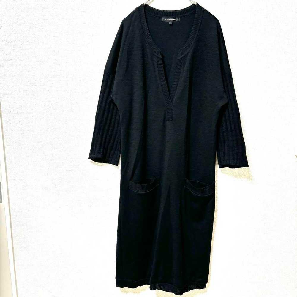 【Lautreamont】Knitted Tunic One-piece Black (Size … - image 2