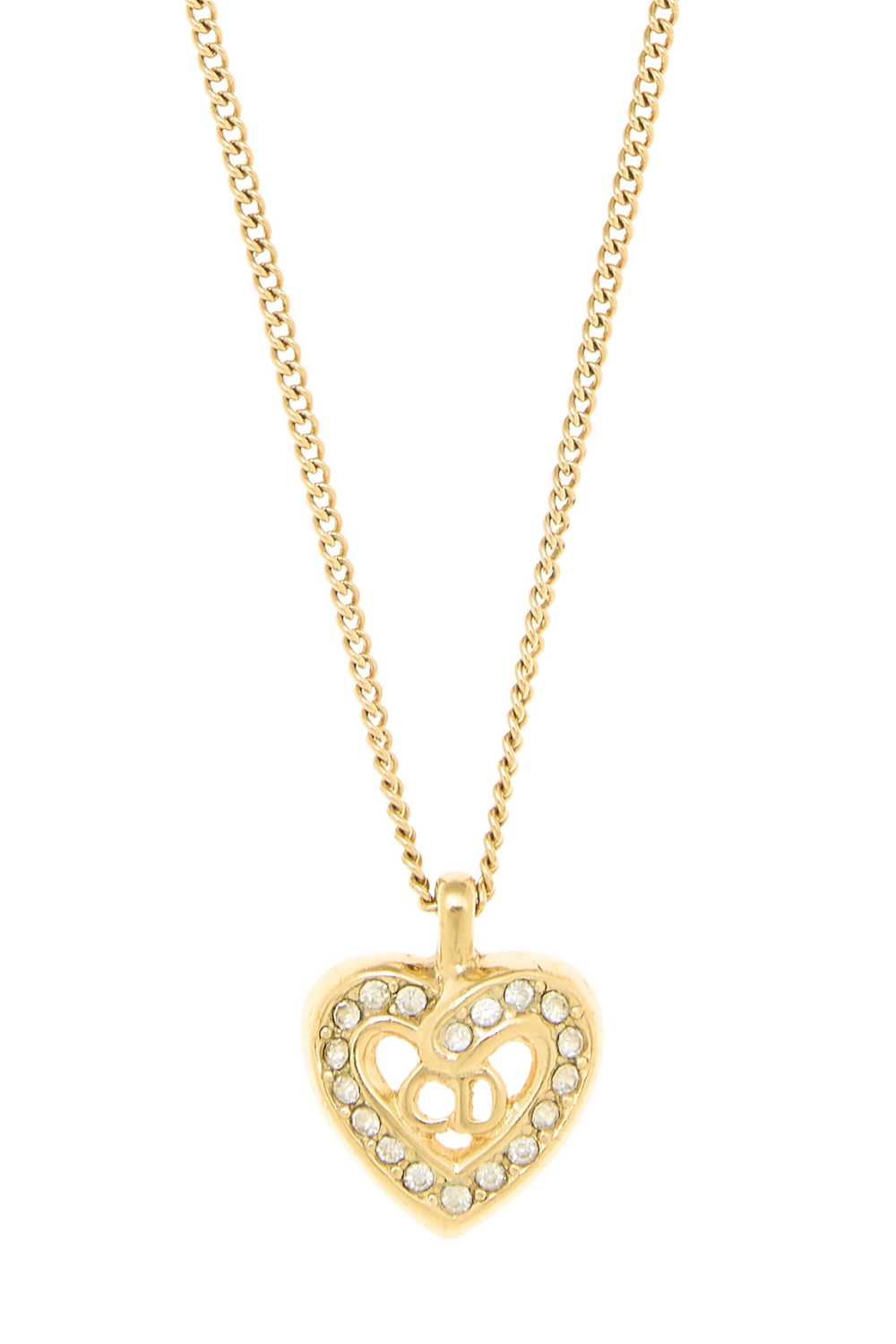 Gold Crystal Heart Necklace - image 2