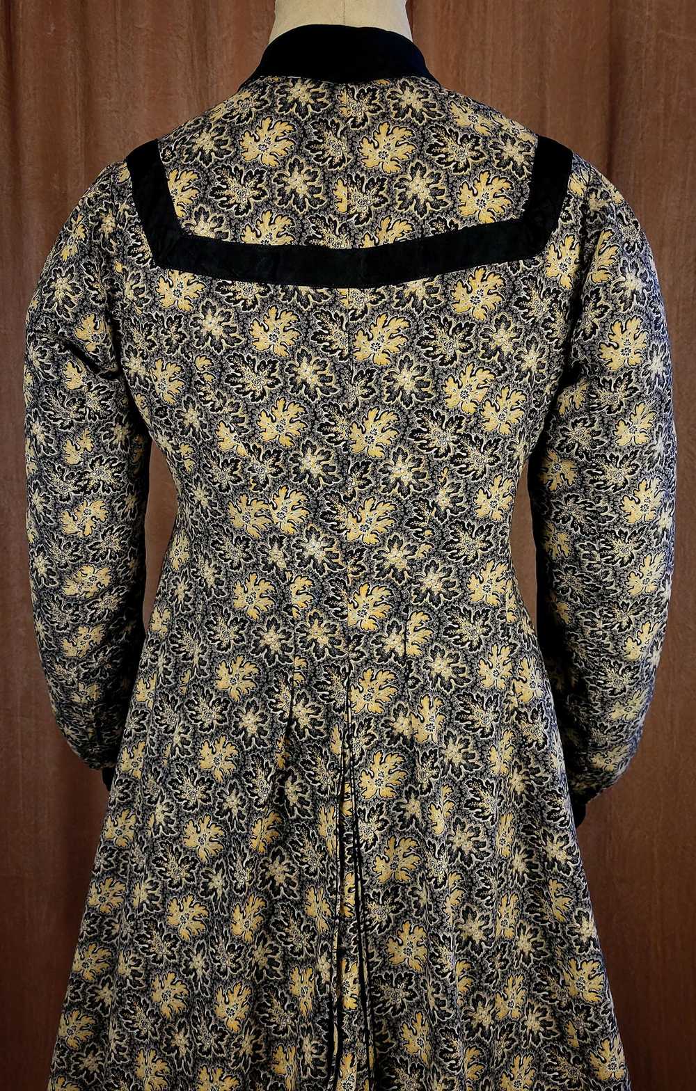 Victorian Black Cotton Calico Print Wrapper Dress - image 11