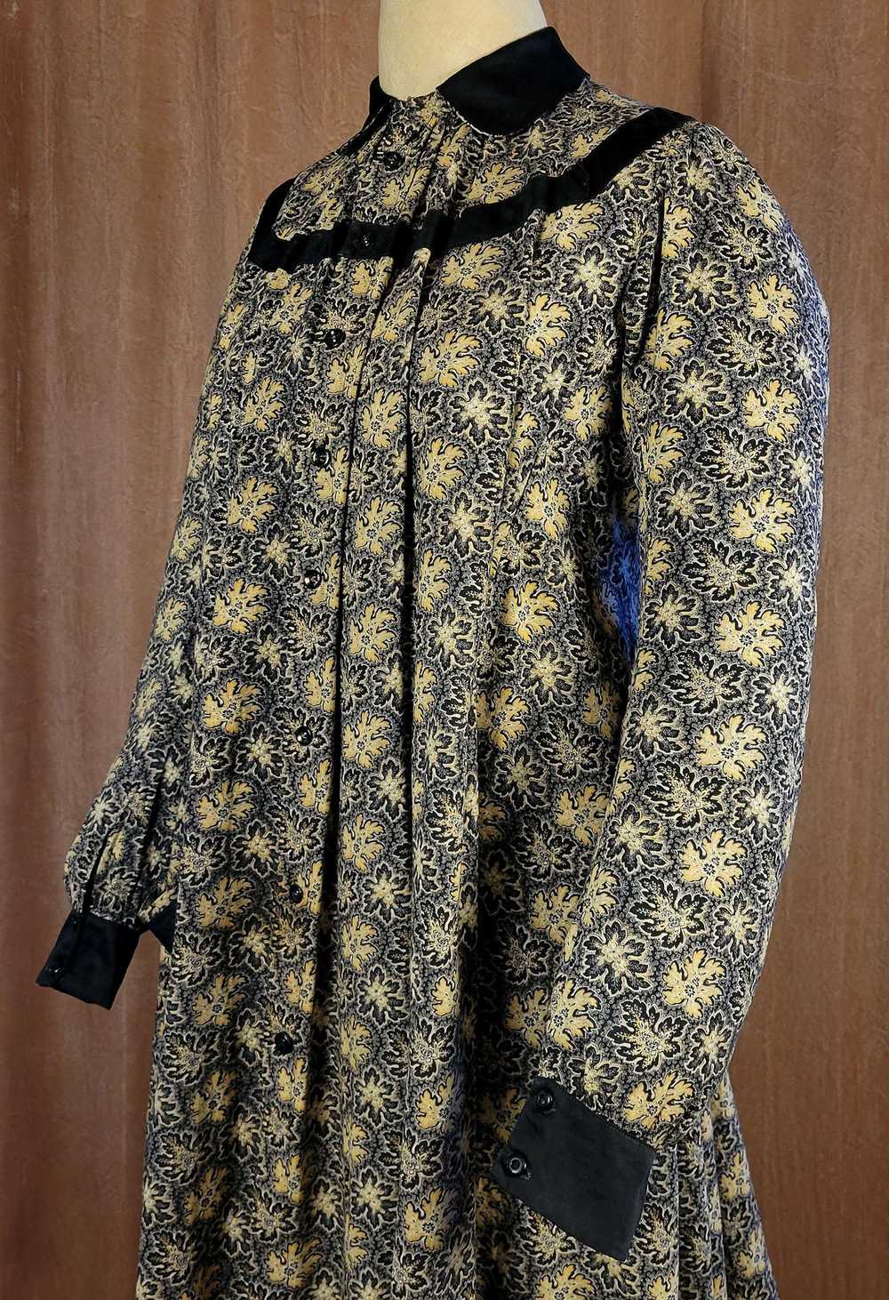 Victorian Black Cotton Calico Print Wrapper Dress - image 8