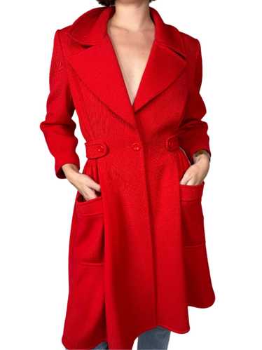 Valentino Boutique, Red Wool Swing Coat 1980s - image 1