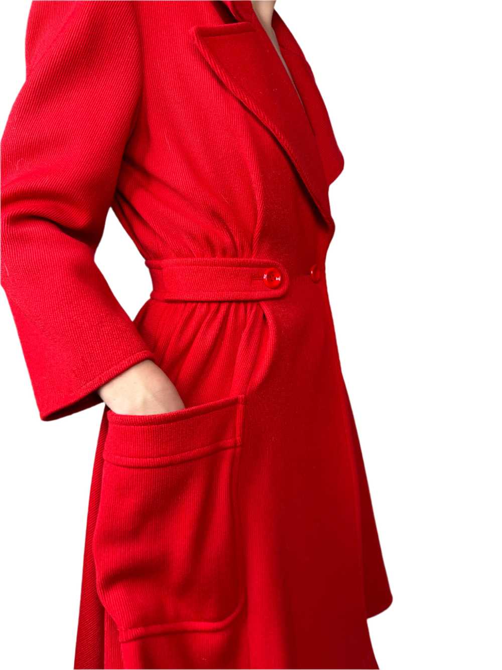 Valentino Boutique, Red Wool Swing Coat 1980s - image 2