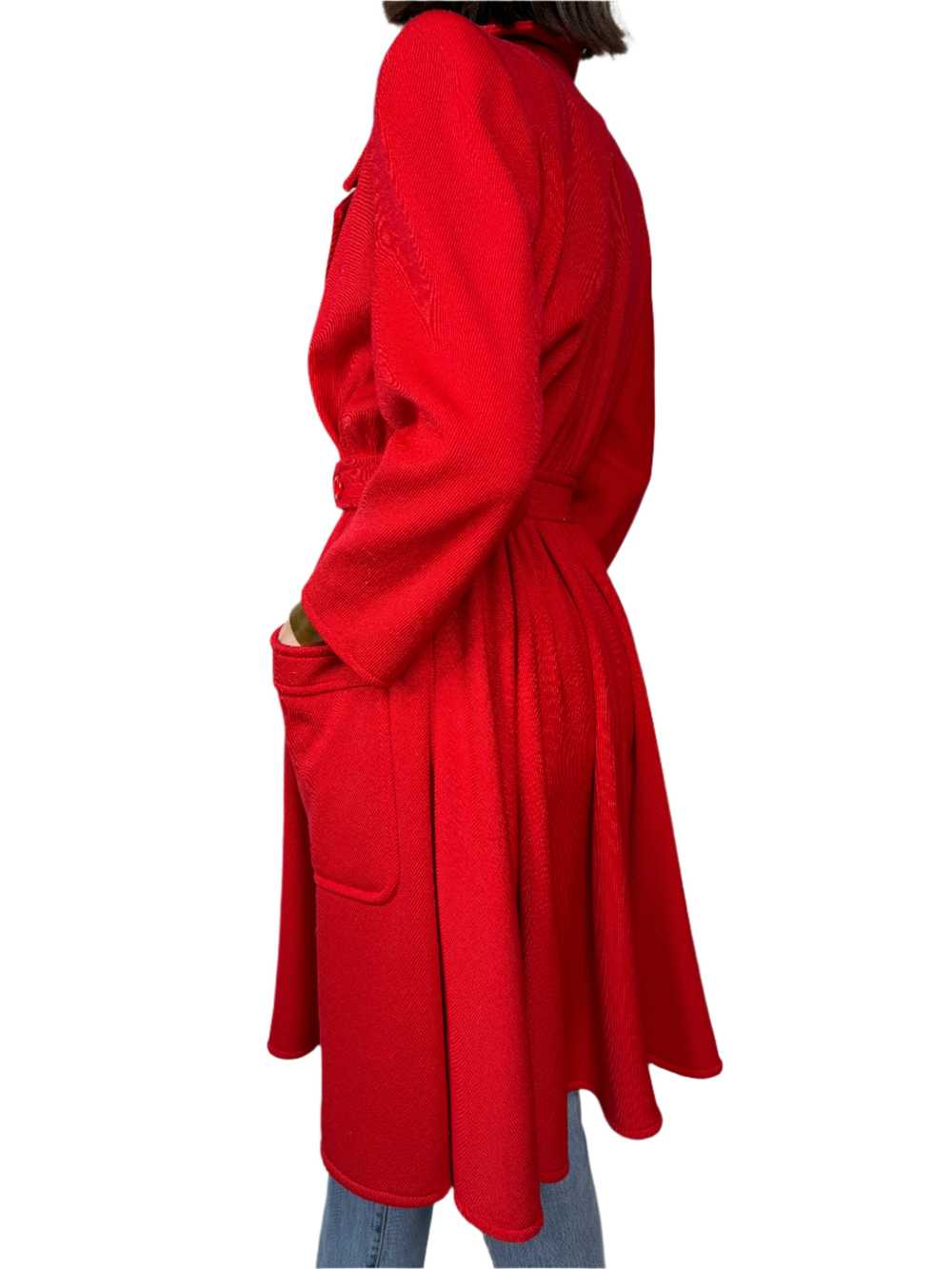 Valentino Boutique, Red Wool Swing Coat 1980s - image 3