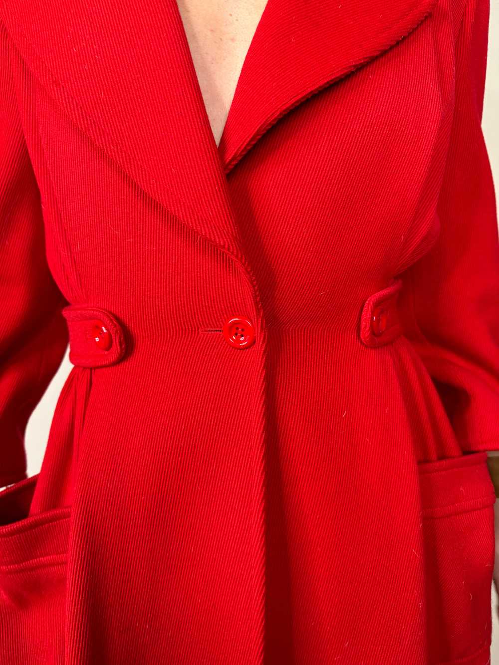 Valentino Boutique, Red Wool Swing Coat 1980s - image 4