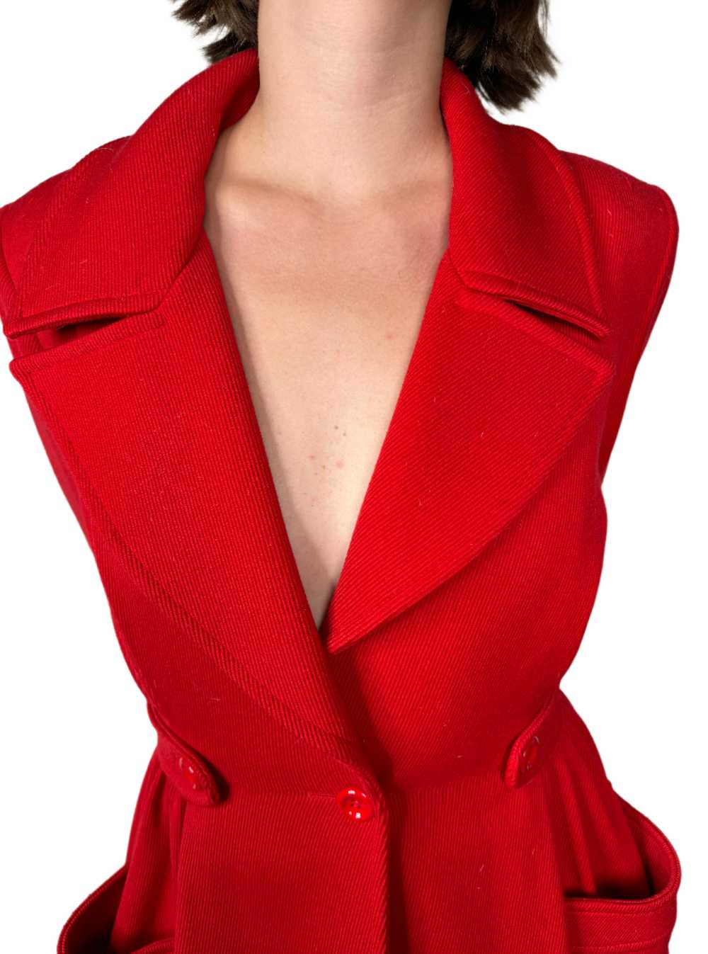 Valentino Boutique, Red Wool Swing Coat 1980s - image 5