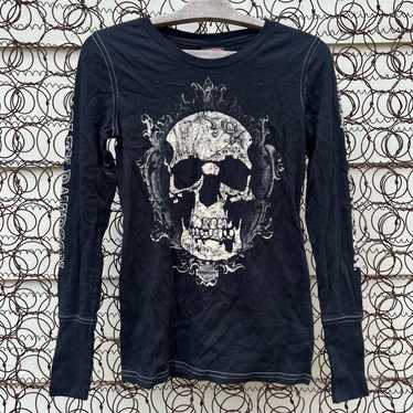 Harley Davidson Harley Davidson Skull Black Long … - image 1