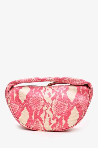 By Far White/Pink Snake Print Crush Bag