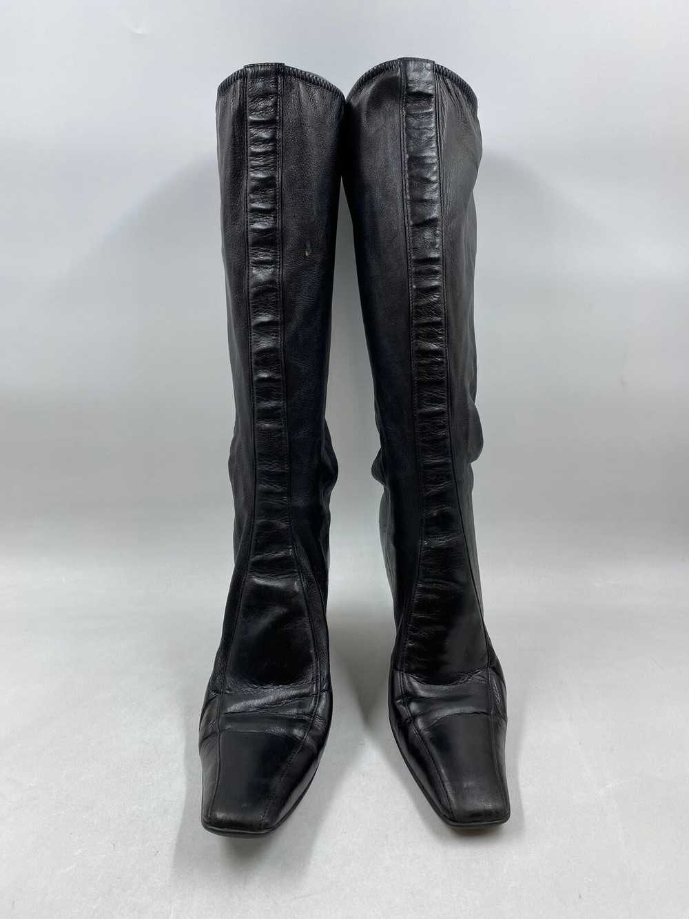 Authentic Prada Black Leather High Knee Boots W 9 - image 2