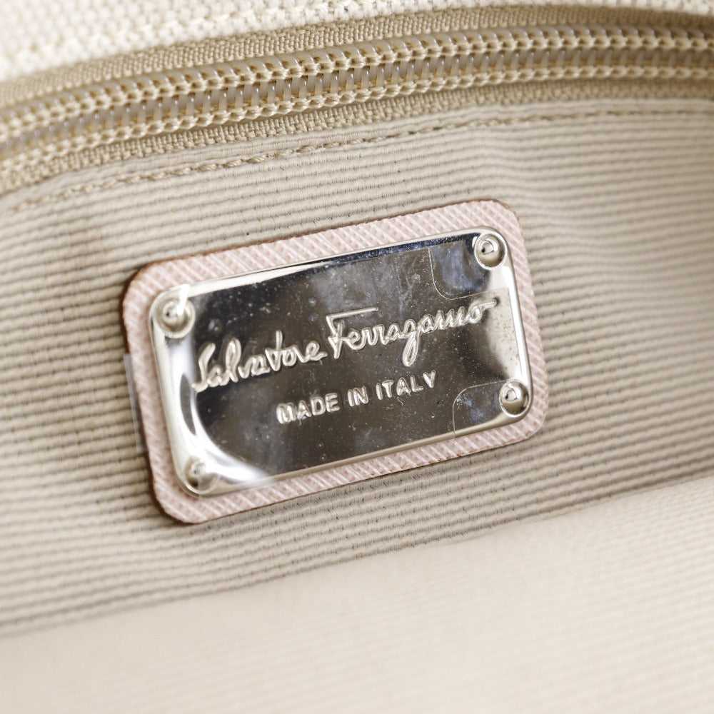 Salvatore Ferragamo Handbag AU-21 B851 canvas Bei… - image 7