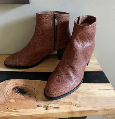 Tall Size Poppy Barley Brown faux snake booties - 