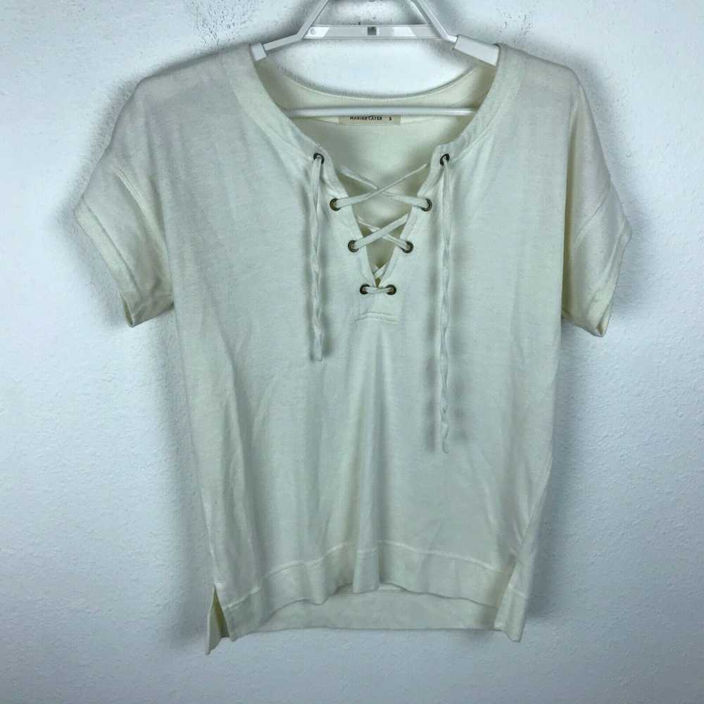 Marine Layer Marine Layer Blouse Size S White Sho… - image 1