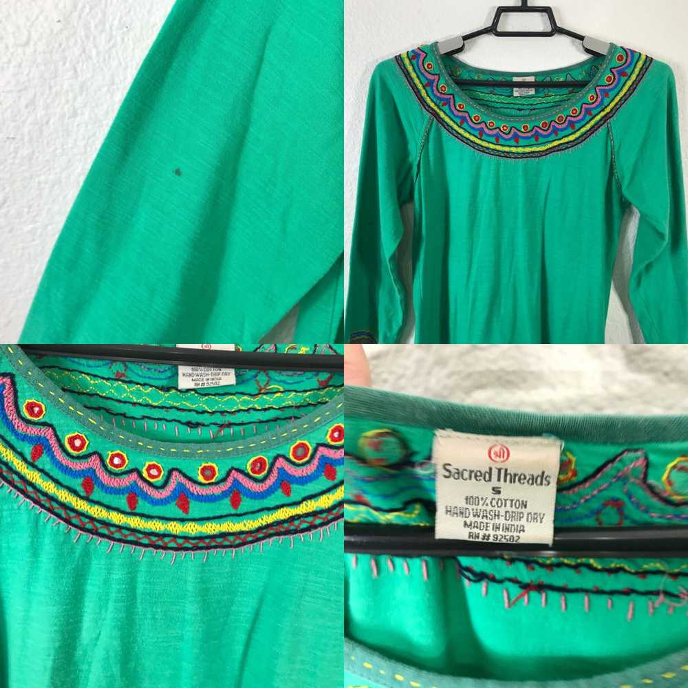 Vintage Sacred Threads Womens Shirt Size S Green … - image 4