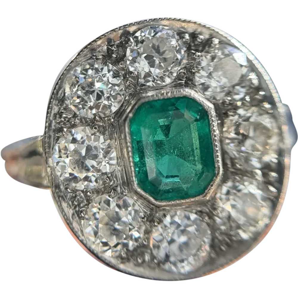 Antique Edwardian 1.95ctw Emerald Old European Cu… - image 1