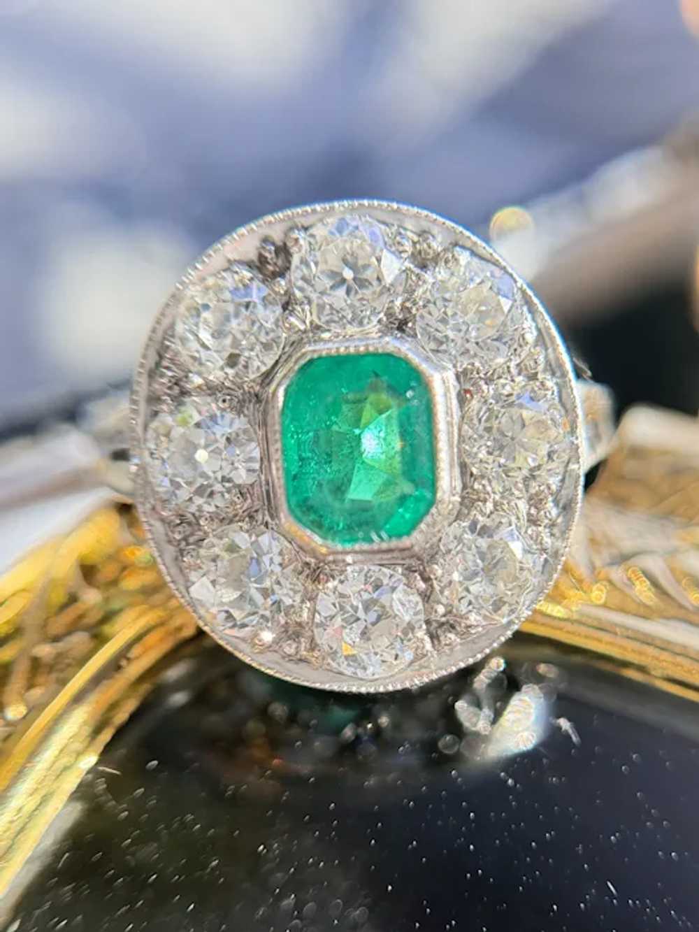 Antique Edwardian 1.95ctw Emerald Old European Cu… - image 2