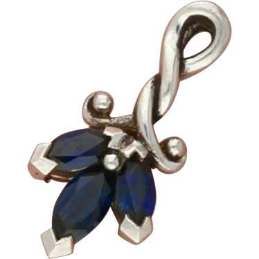 Sterling Silver Dainty Marquise-Cut Blue Sapphire 