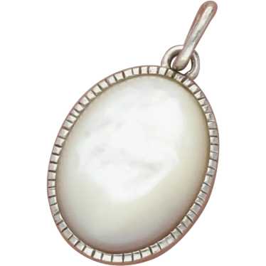 Sterling Silver Mother Of Pearl Cabochon Pendant