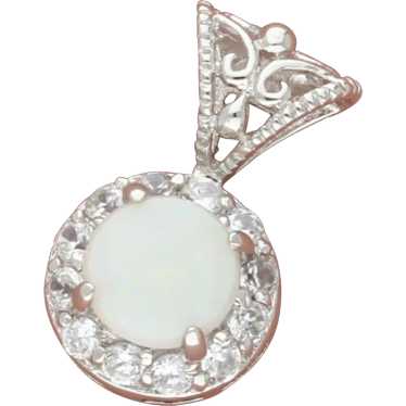 Ross Simons Sterling Silver Opal & Cz Halo Pendant