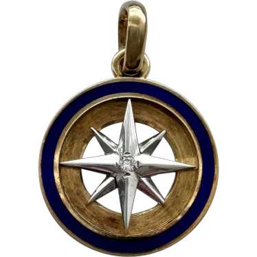 Gorgeous Vintage Wind Rose Compass Charm in 18k I… - image 1