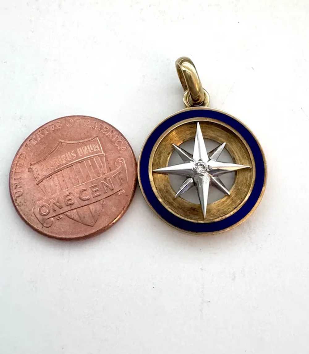 Gorgeous Vintage Wind Rose Compass Charm in 18k I… - image 4