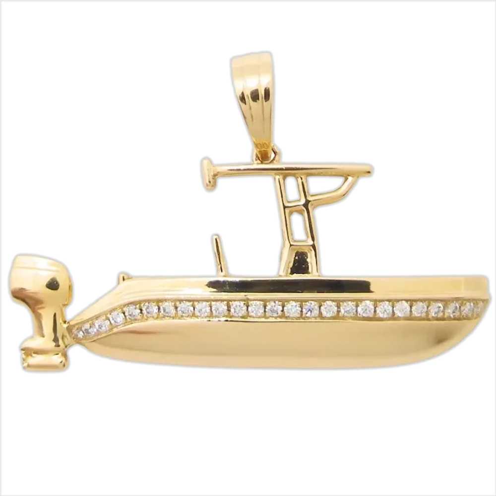 0.19ctw Diamond Custom Open Fisherman Boat Pendan… - image 1