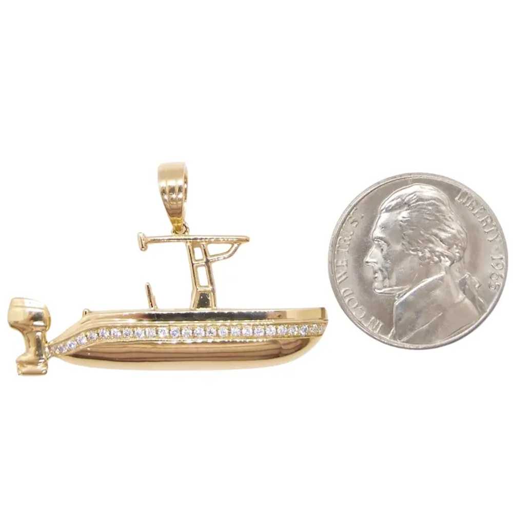 0.19ctw Diamond Custom Open Fisherman Boat Pendan… - image 6