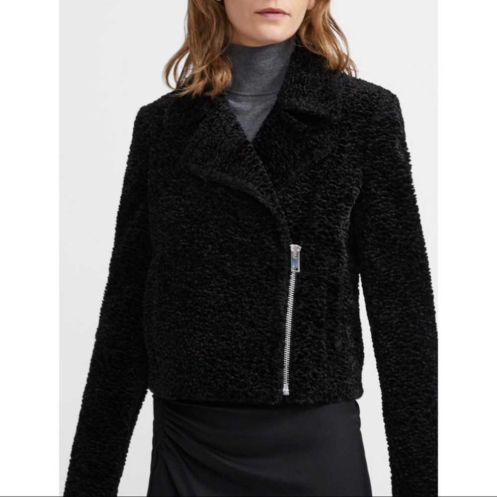 Theory Theory Faux Fur Slim Moto Jacket - image 1