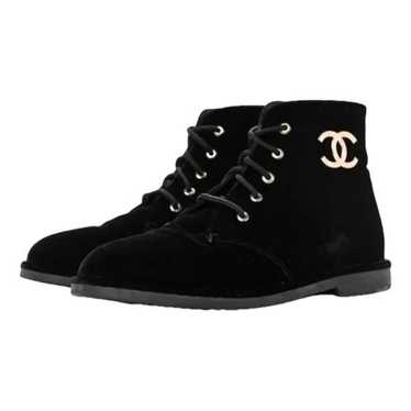 Chanel Velvet lace up boots - image 1