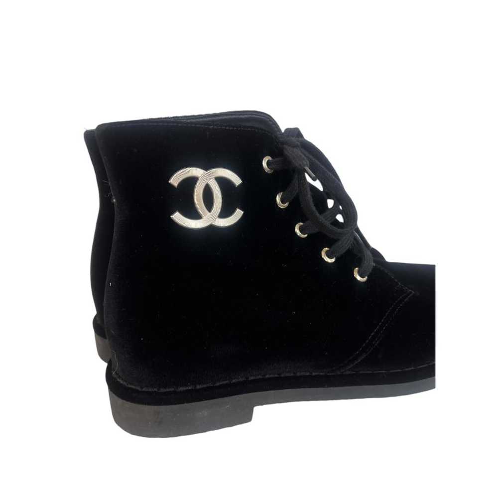 Chanel Velvet lace up boots - image 7