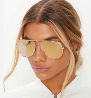 Quay Preowned Gold Mirrored Brow Bar Aviator Sung… - image 1